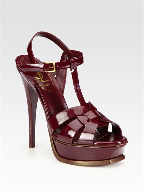 burgundy ysl heels|saint laurent heeled sandals.